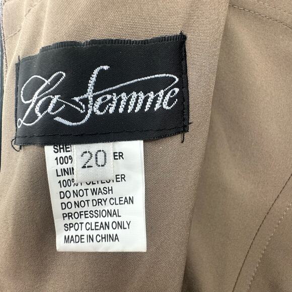 La Femme Mother of the Bride Lace Maxi Dress Short Sleeve Taupe Size 20 NWT - Picture 10 of 11